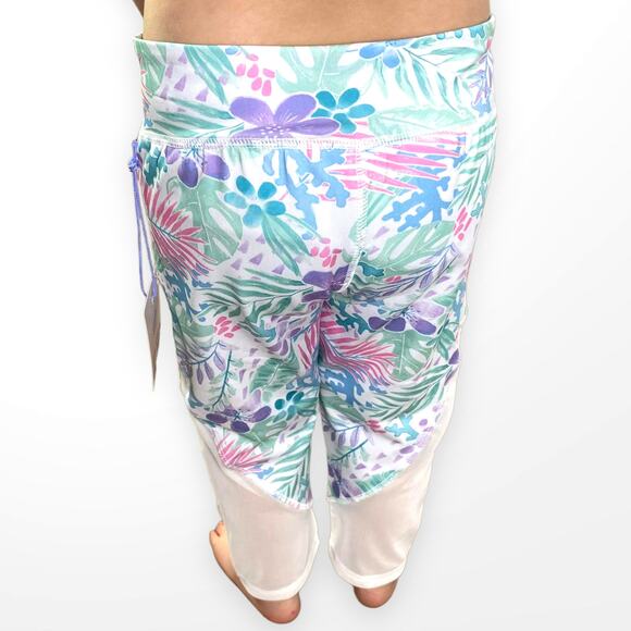 MORE THAN MAGIC Blue Palm Leaf Stretch Athletic Leggings - Picture 2 of 5